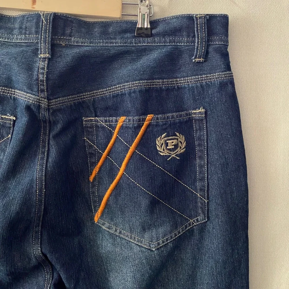 Phat Farm Mens Relaxed Fit Dark Wash Blue Denim Jeans Size 40 Hip Hop Streetwear